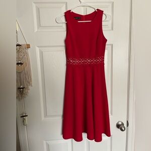 Homeyee Women’s size 4 Small Sleeveless Red Lace-Waist Fit & Flare Dress